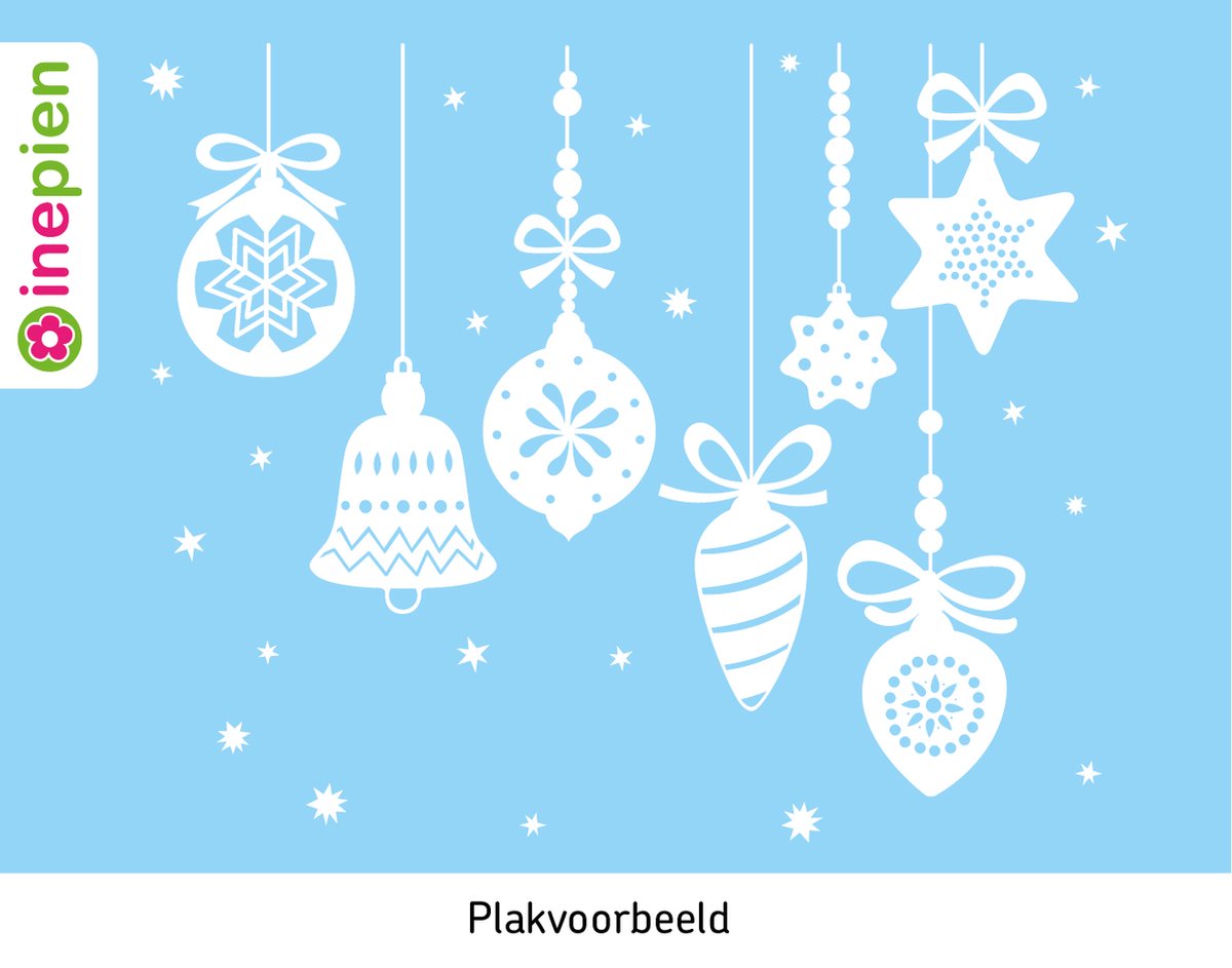 Inepien | herbruikbare raamsticker | Kerstmis | kerstballen | wit